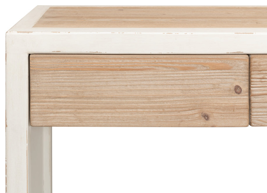 Connor Center Drawer Console Table With Storage 2 Tone Wood   Transitional   Console Tables   by Sideboards and Things  Houzz