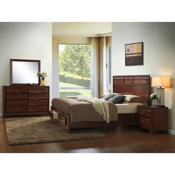 Roundhill Furniture Oakland 139 Antique Oak Wood Queen-size 5-piece Bedroom Set - - 12542342