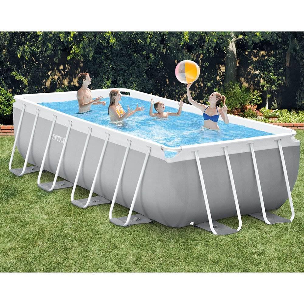 Intex 16 ft. x 42 in. Prism Frame Rectangular Above Ground Swimming Pool Set with Canopy 26791EH + 28054E