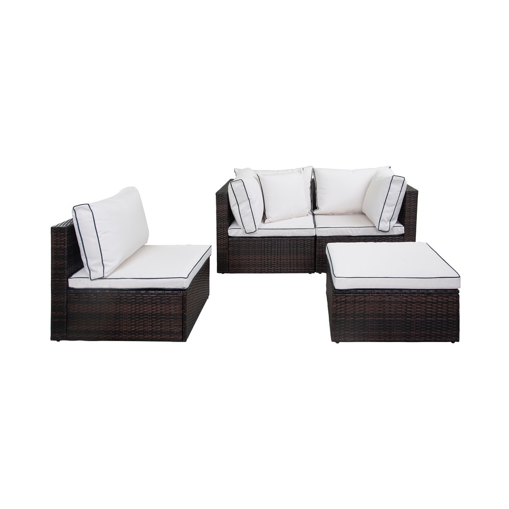 York 4 Piece Outdoor Patio Modular Sectional Sofa with Cushions