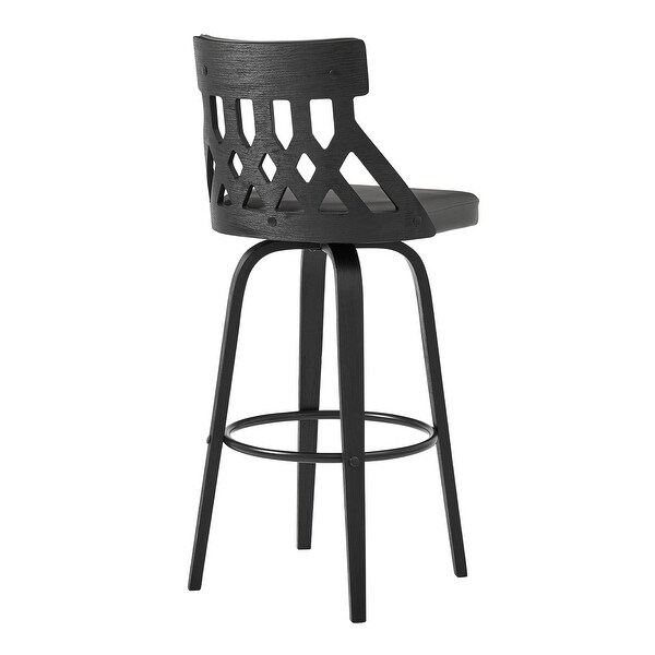 Crux Swivel Bar Stool in Faux Leather and Wood