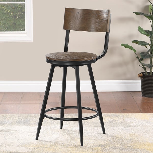 Delmar Wood and Metal Swivel Stool by Greyson Living