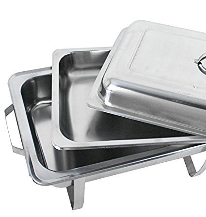 Zeny 4 Pack Premier Chafers Stainless Steel Chafing Dish 8 Qt. Full Size Buffet Trays Silver