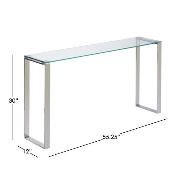 Gem Modern Tempered Glass and Stainless Steel Console Table (3 Size Options)