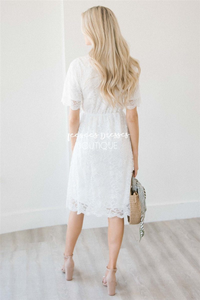 Ivory Scallop Lace Dress