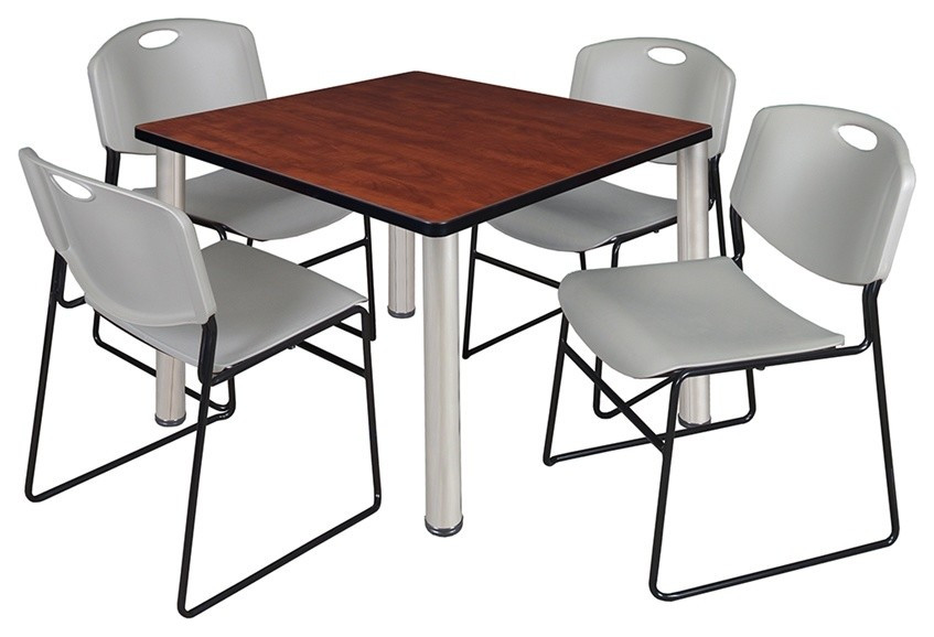 Kee 36 quotSquare Breakroom Table and 4 Zeng Stack Chairs   Contemporary   Coffee Tables   by BisonOffice  Houzz