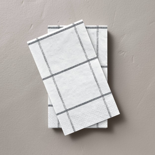 14ct Grid Lines Paper Hand Towels Dark Gray cream With Magnolia