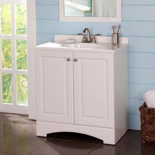 Glacier Bay 30.5 in. W x 18.69 in. D Bath Vanity in White with Cultured Marble Vanity Top in White with Integrated Sink GB30P2COM-WH