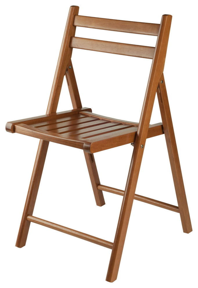 Robin 4 Pc Folding Chair Set  Teak   Transitional   Folding Chairs And Stools   by Skyline Decor  Houzz