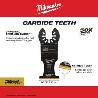 MW 1-38 in. Carbide Universal Fit Extreme Metal Cutting Multi-Tool Oscillating Blade (2-Pack) 49-25-1502