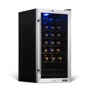 NewAir Single Zone 27-Bottle Freestanding Wine Cooler Fridge with Exterior Digital Thermostat and Chrome Racks Stainless Steel AWC-270E