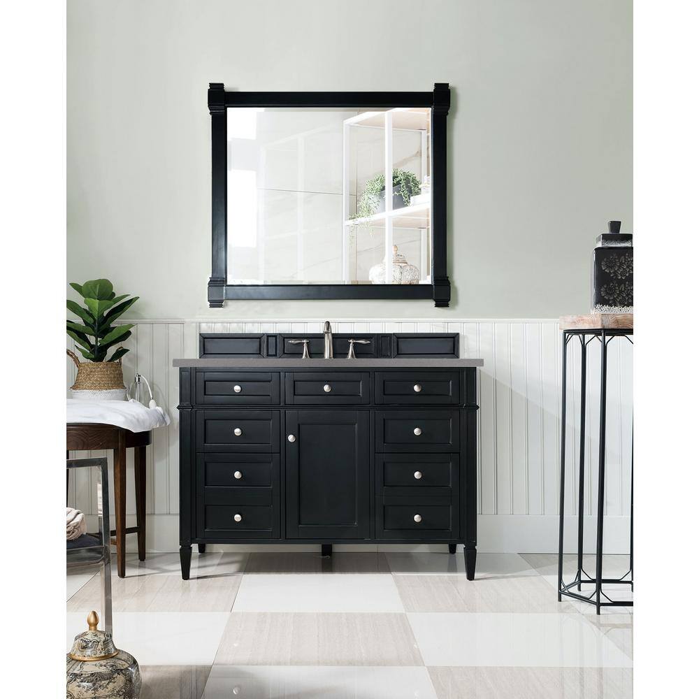 James Martin Vanities Brittany 48 in. W x 23.5 in.D x 34 in. H Single Vanity in Black Onyx with Quartz Top in Grey Expo 650-V48-BKO-3GEX