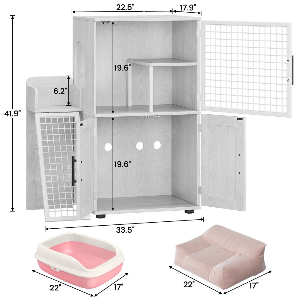 Modern Double Layer Cat Litter Box Enclosure  Hidden Cat Litter Box