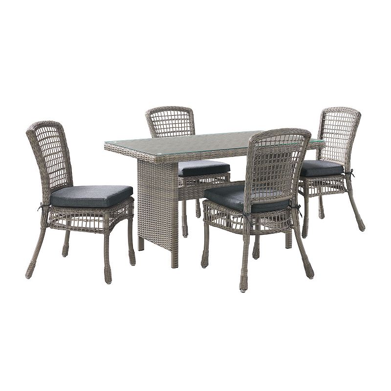 Alaterre Furniture All-Weather Wicker Dining Table and Chair 5-piece Set