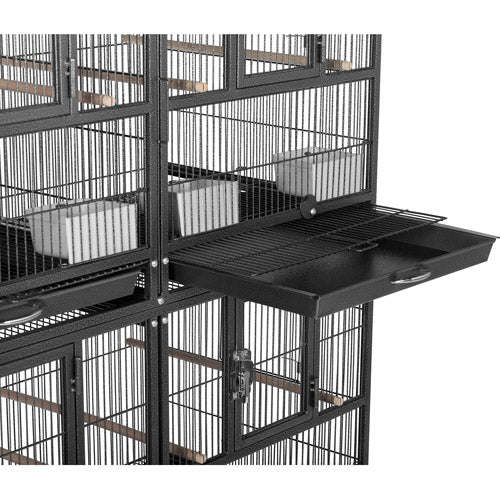 Prevue Pet Products Hampton Deluxe Divided Breeder Cage with Stand， Black Hammertone