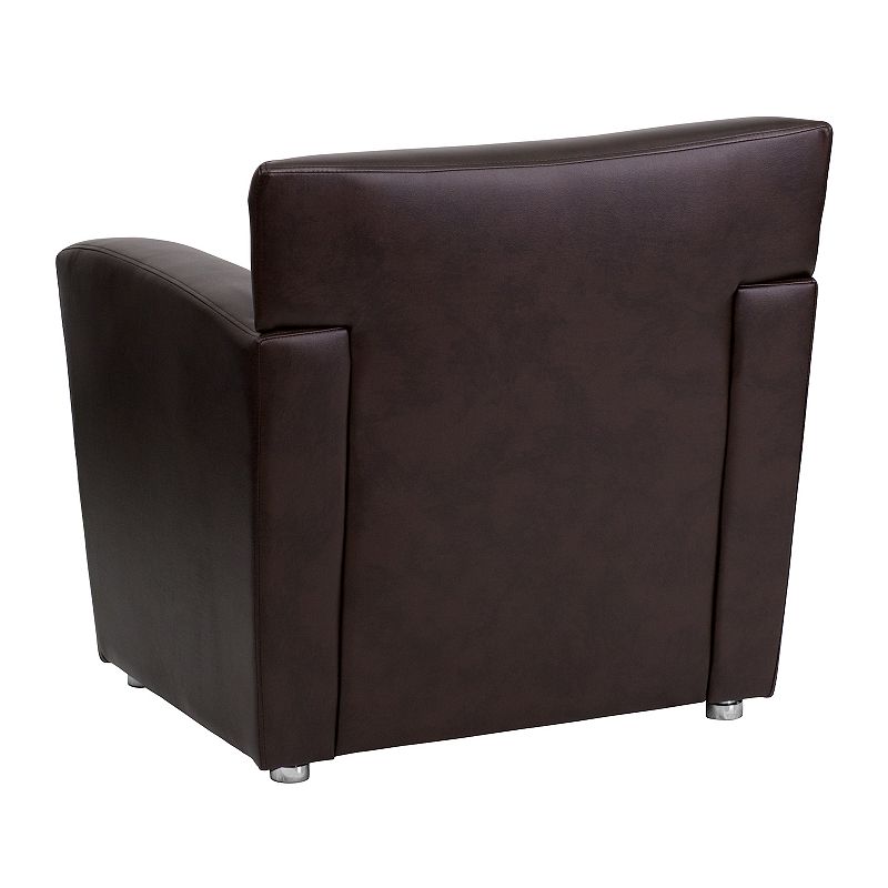 Emma and Oliver Black LeatherSoft Chair with Extended Panel Arms