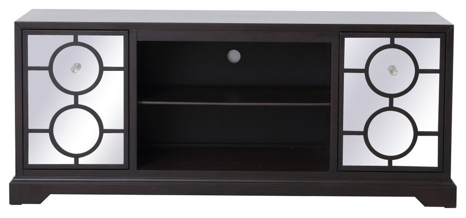 Elegant MF802DT 60 quotMirrored Tv Cabinet Stand  Dark Walnut   Transitional   Entertainment Centers And Tv Stands   by Lighting World Decorators  Houzz