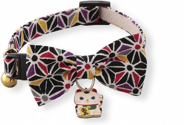 Necoichi Lucky Charm Bow Tie Cotton Breakaway Cat Collar with Bell