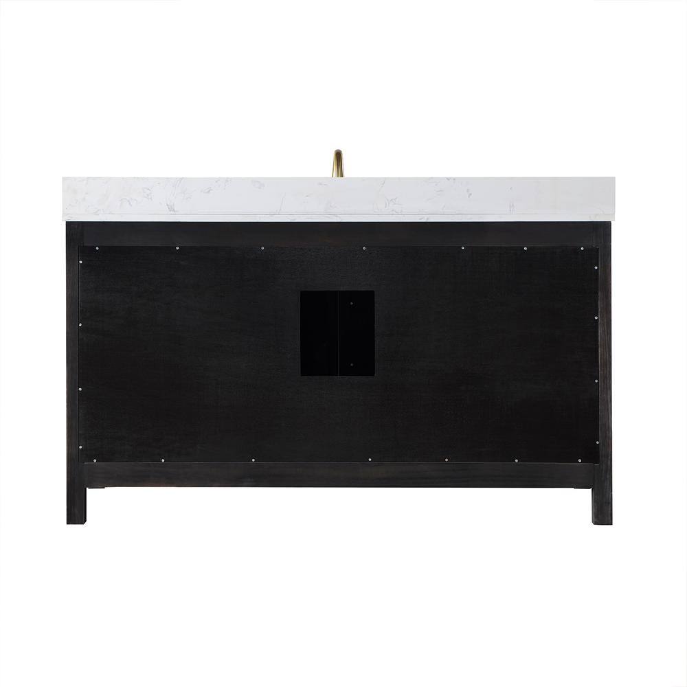 Altair Hadiya 60 in. W x 22 in. D x 34 in. H Bath Vanity in Black Oak with Carrara White Composite Stone Top 542060S-BO-AW-NM