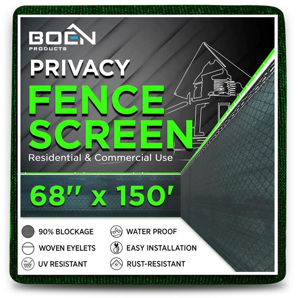 BOEN 68 in. x 150 ft. Green Privacy Fence Screen Netting Mesh with Reinforced Eyelets for Chain link Garden Fence PN-30005