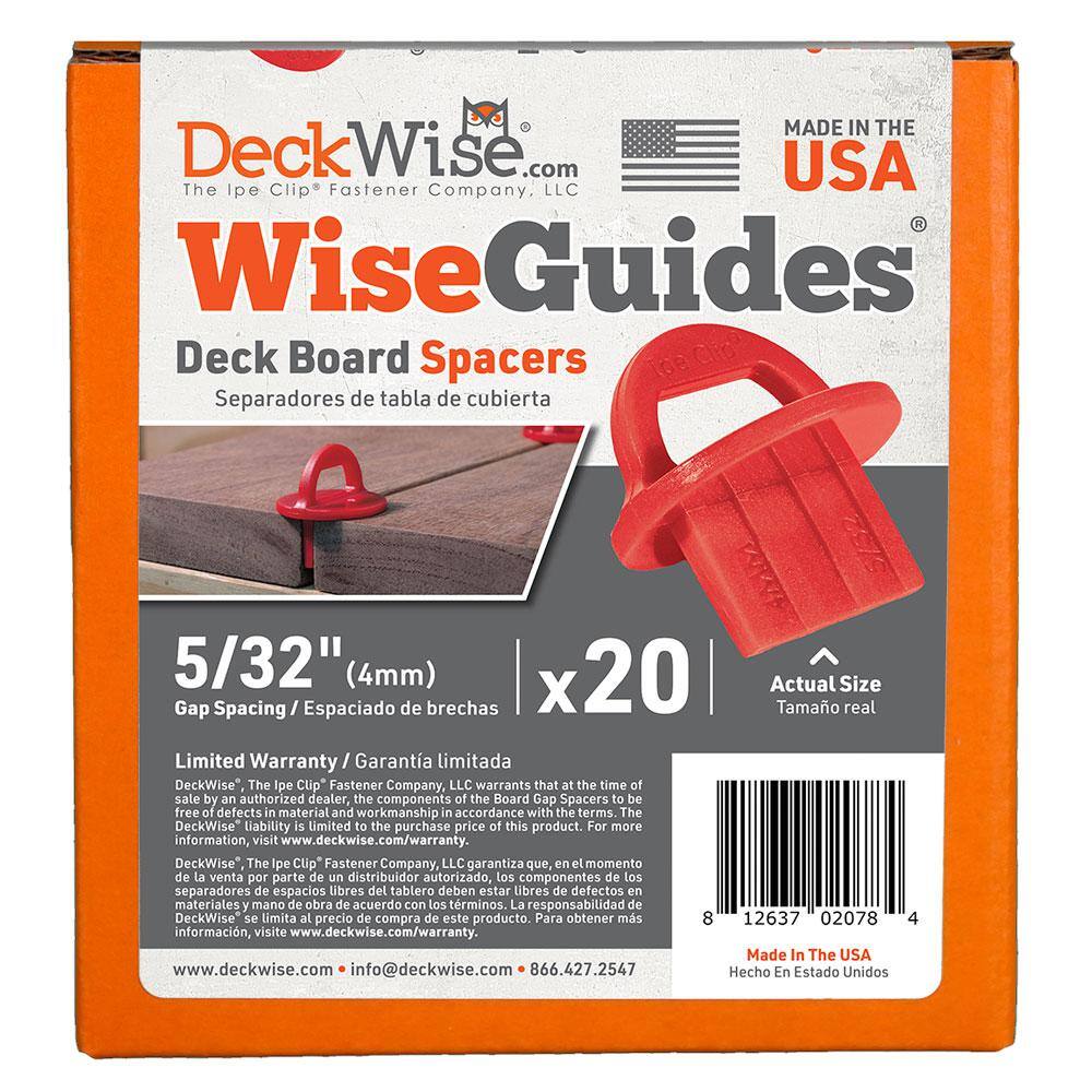 DeckWise WiseGuides 532 in. Gap Deck Board Spacer for Hidden Deck Fasteners (20-Count) SPCR-532-Red-20pc