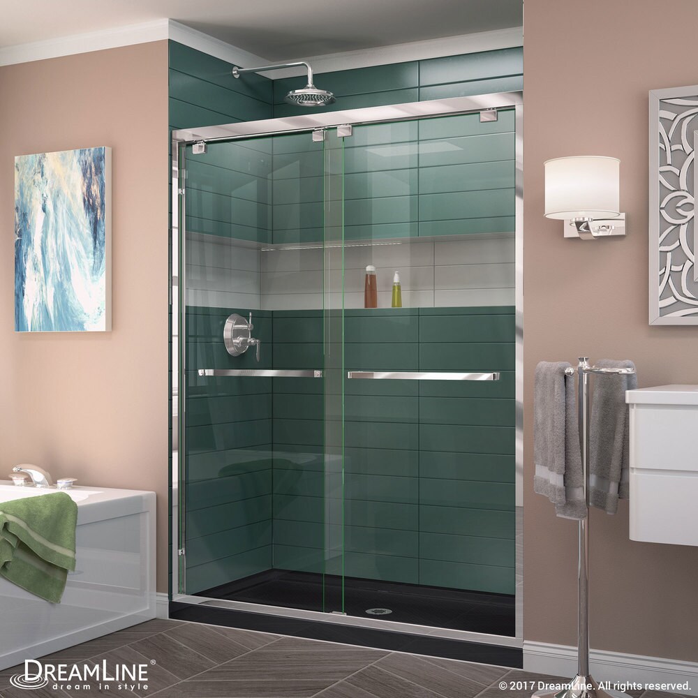 DreamLine Encore 32 in. D x 48 in. W x 78 3/4 in. H Bypass Sliding Shower Door and Shower Base Kit   32\