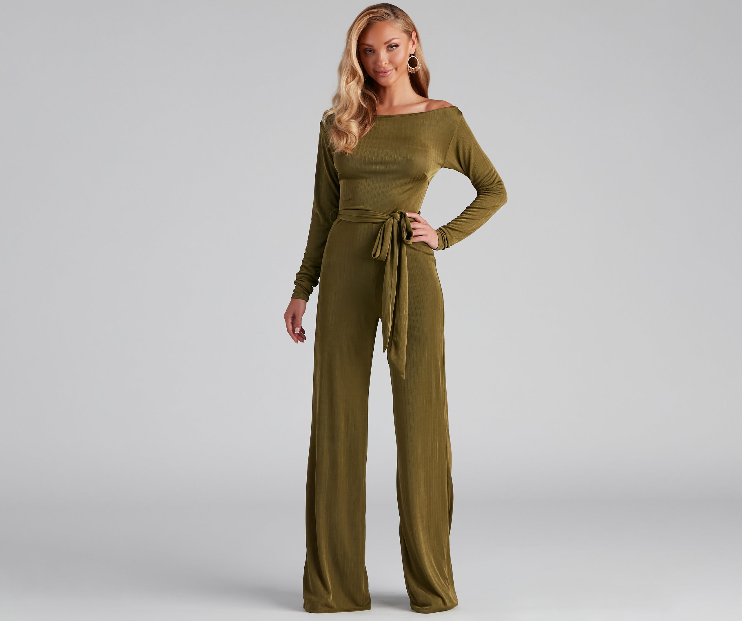 High Fashion Tie Waist Wide-Leg Jumpsuit