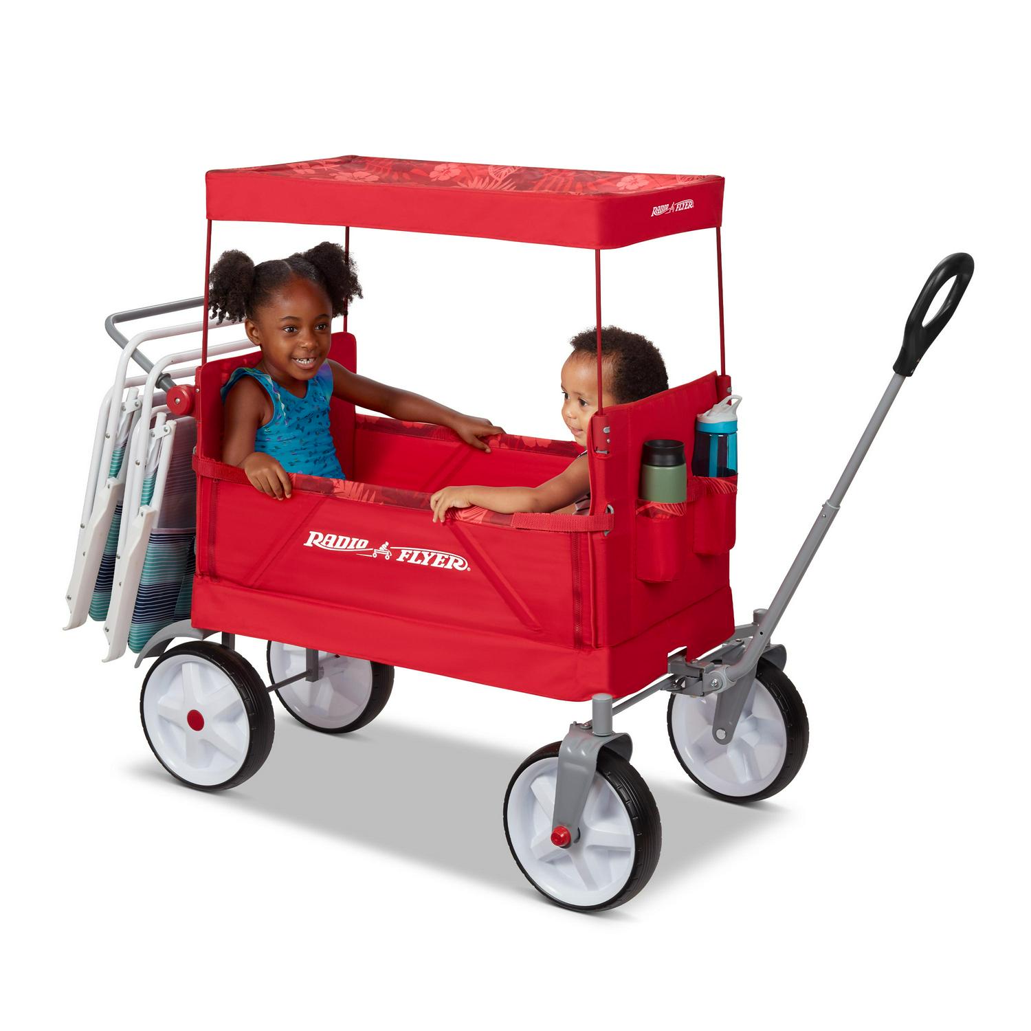 Radio Flyer， Beach and Boardwalk EZ Fold Wagon， Recycled Fabric， Red