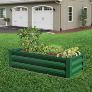 Greenes Fence 24 in. W x 48 in. L x 10 in. H Forest Green Pre-Galvanized Powder-Coated Steel Raised Garden Bed Planter RCM10FG