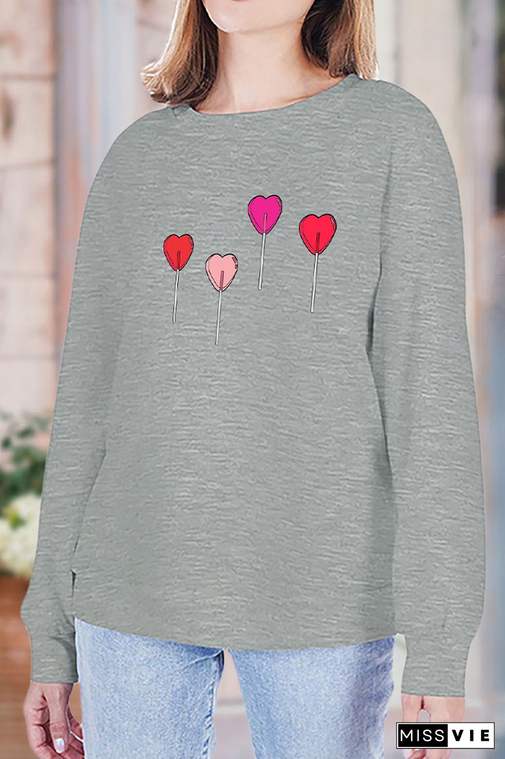 Lollipop Valentines Design Sweatshirt Wholesale