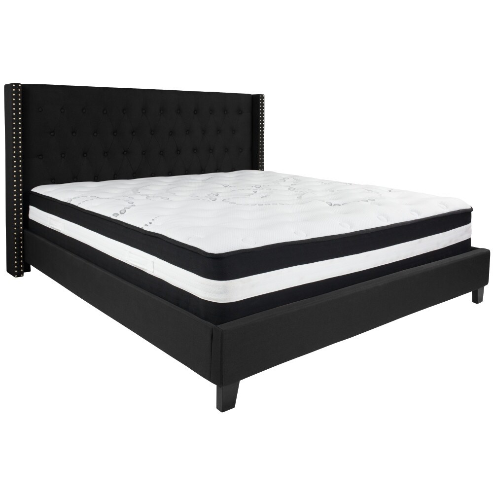 Tufted Upholstered Platform Bed with Pocket Spring Mattress