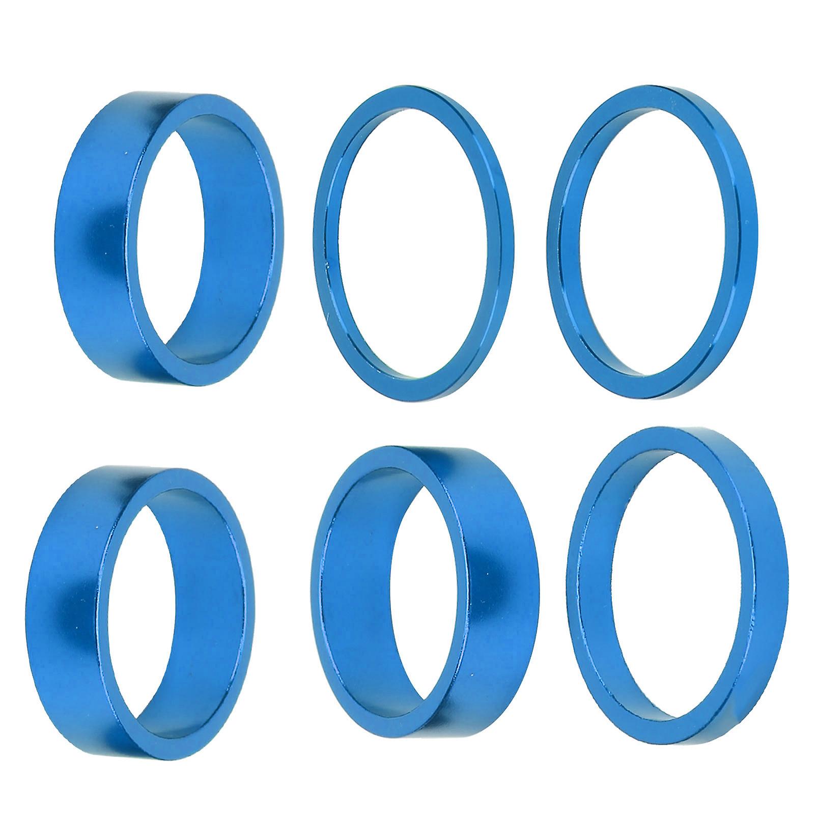 6pcs Bicycle Headset Spacer Aluminium Alloy Bike Handlebar Stem Spacers For Mountain Bikeblue