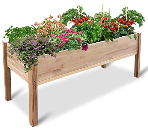 Jumbl Raised Canadian Cedar Garden Bed | Elevated Wood Planter for Growing Fresh Herbs, Vegetables, Flowers, Succulents & Other Plants at Home | Great for Outdoor Patio, Deck, Balcony