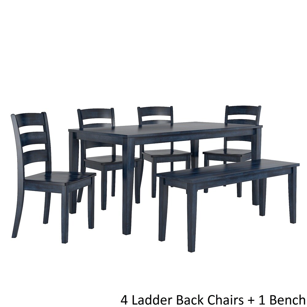 Wilmington II 60 Inch Rectangular Antique Dark Denim Dining Set by iNSPIRE Q Classic