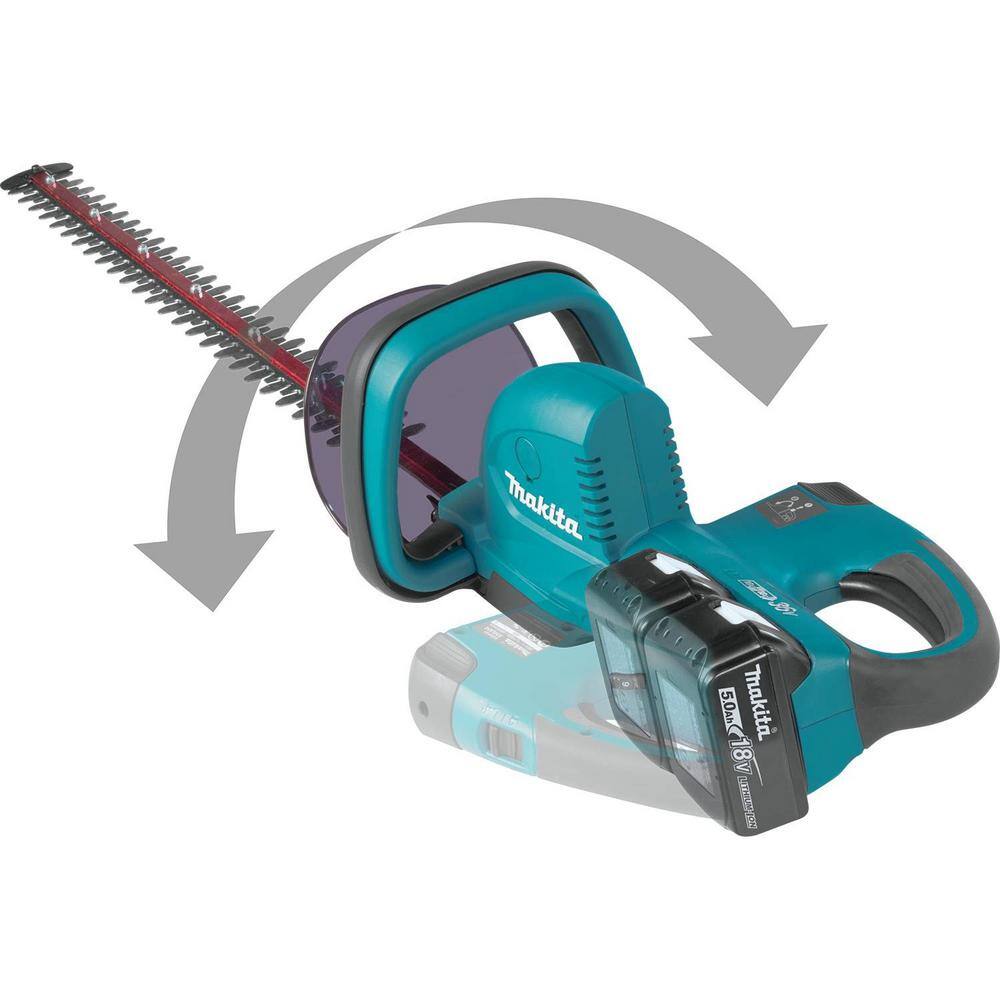 Makita 18V X2 (36V) LXT Lithium-Ion Cordless Hedge Trimmer Kit with Two 5.0 Ah Batteries and Charger XHU04PT