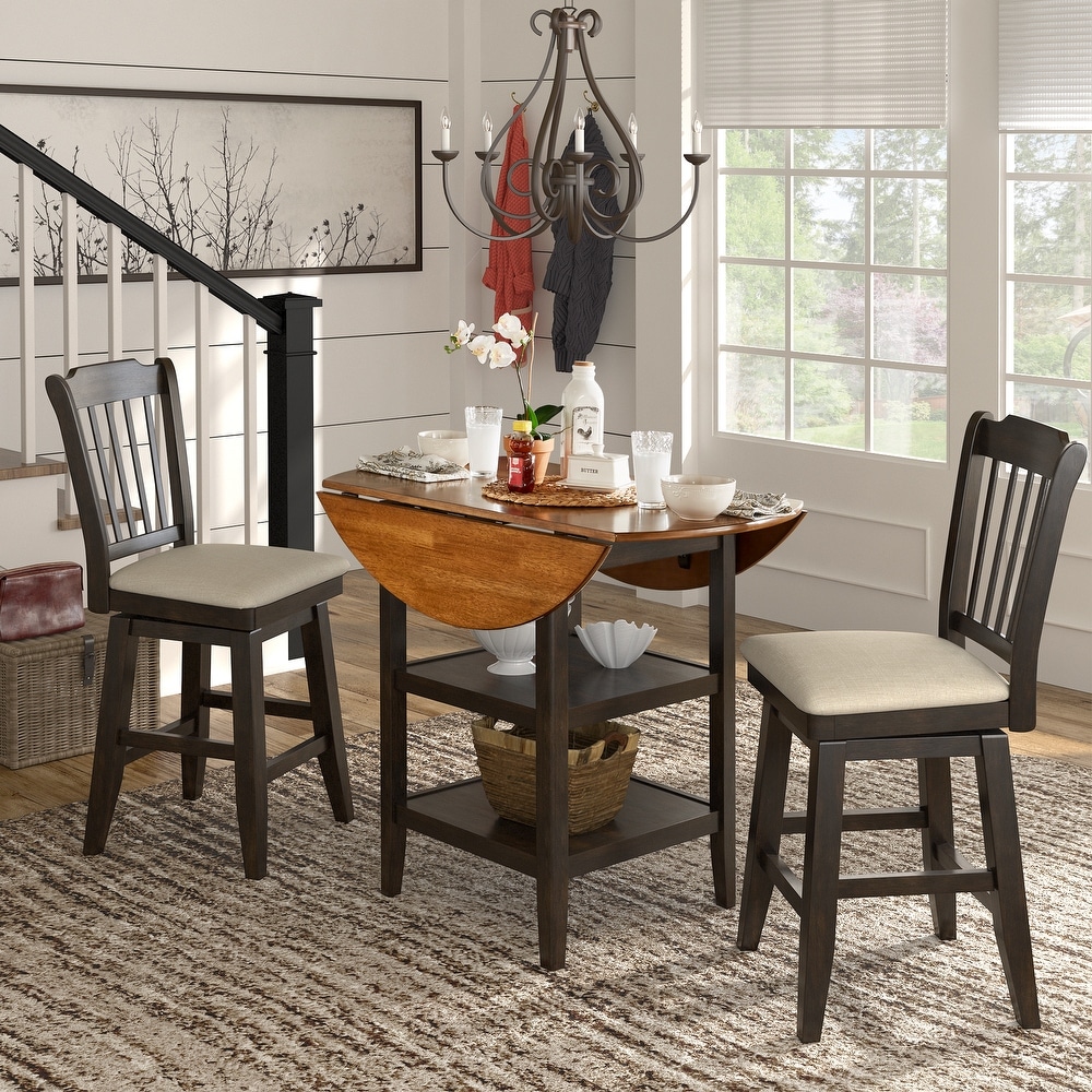 Eleanor Antique Black Drop Leaf Counter Height Table Dining Set by iNSPIRE Q Classic