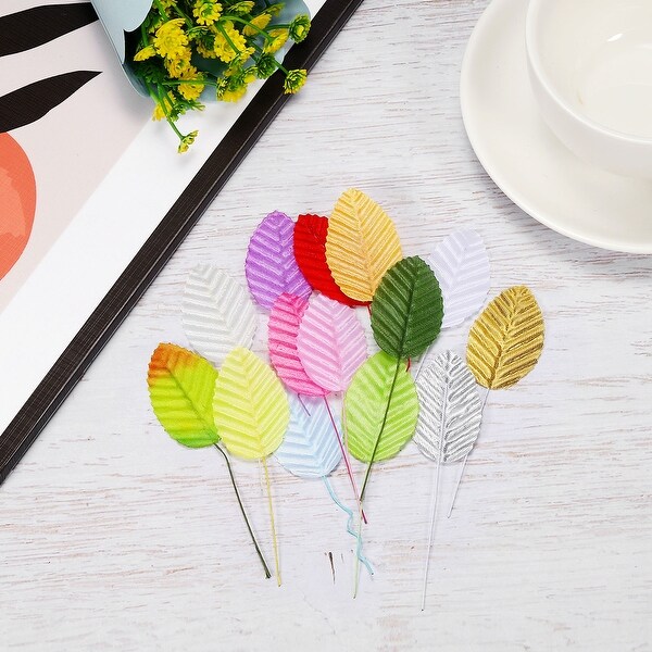 200Pcs Artificial Silk Leaf Fake Leaves Fake Rose Wire Crafts Leaves