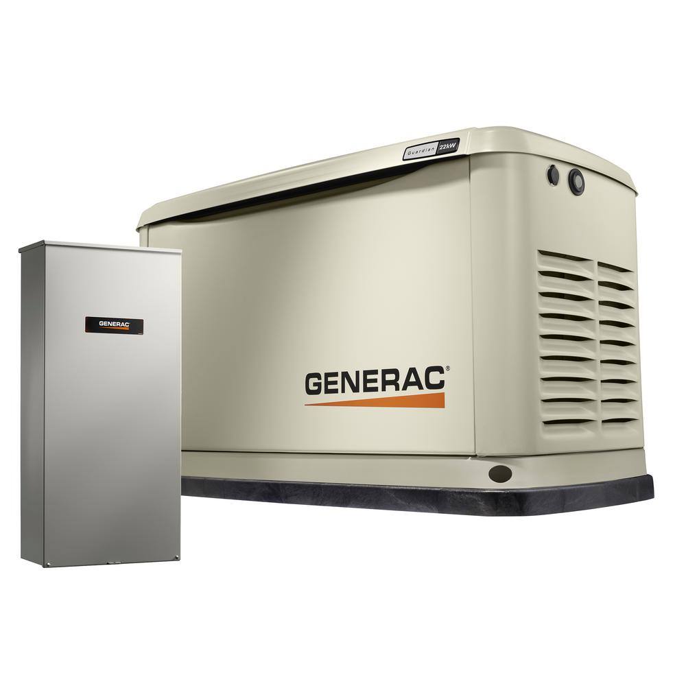 Generac Guardian 22000-Watt (LP)19500-Watt (NG) Air-Cooled Whole House Generator with Wi-Fi and 200-AmpTransfer Switch 7043