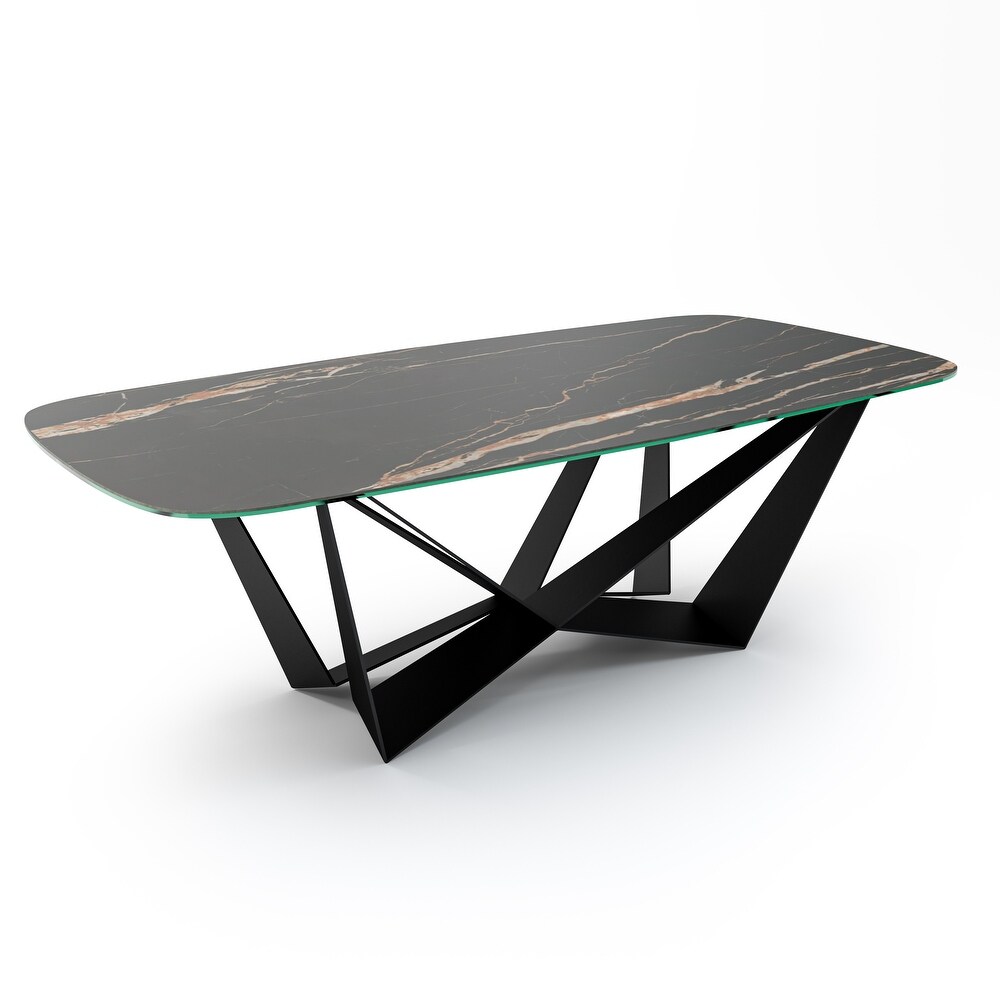 DAVEE Dining Table with Slate Black Ceramic Top   94.98*47.24*30 inches