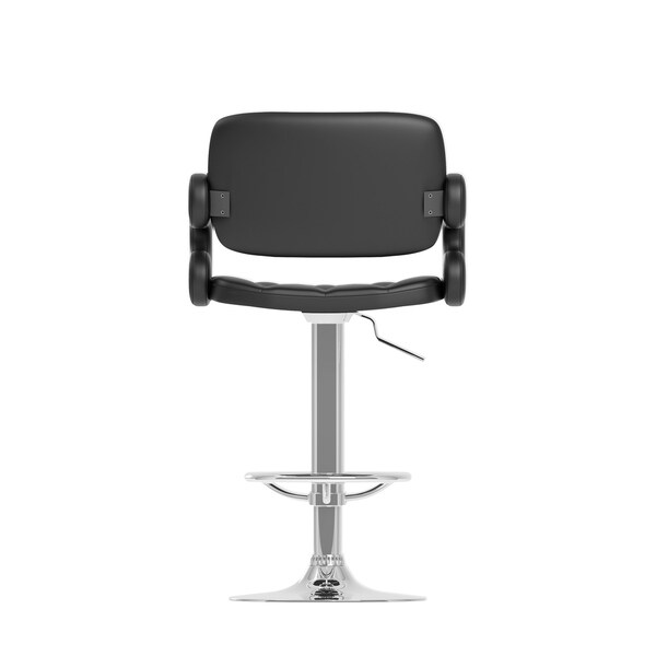 Adjustable Black Leatherette Barstool with Armrests， set of 2