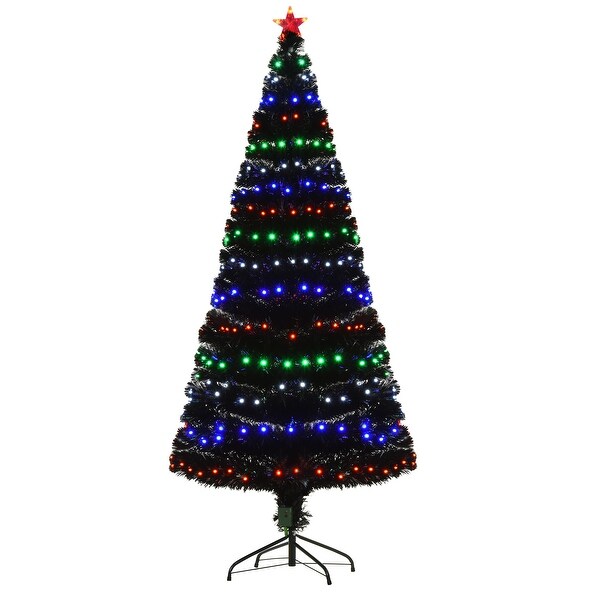 HOMCOM 6 ft. Prelit Artificial Christmas Tree with Stand，Colored Christmas Tree