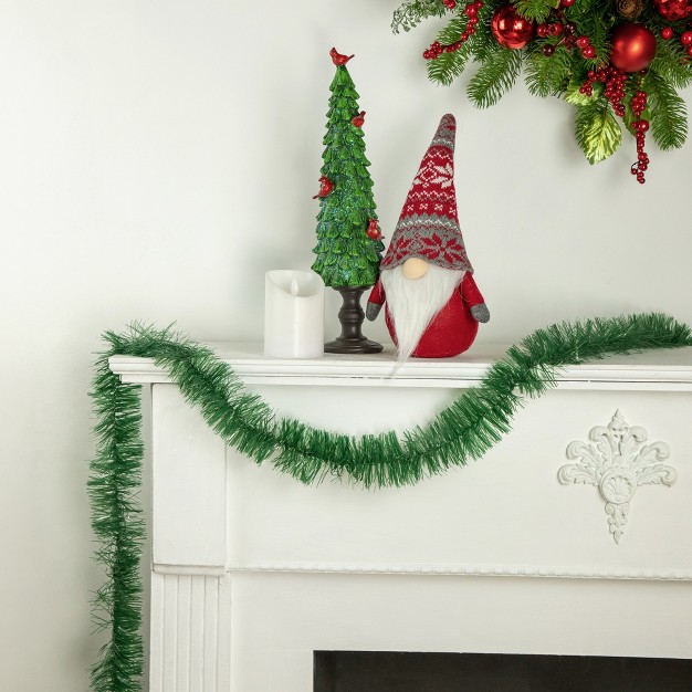 Unlit Green Tinsel Christmas Garland