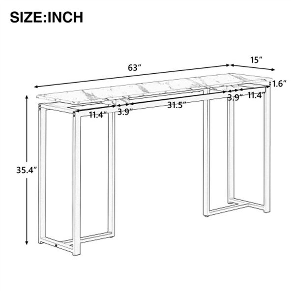 Modern Console Table， Extra Long Entryway Table with Metal Frame for Entryway， Hallway， Living Room， Foyer， Corridor