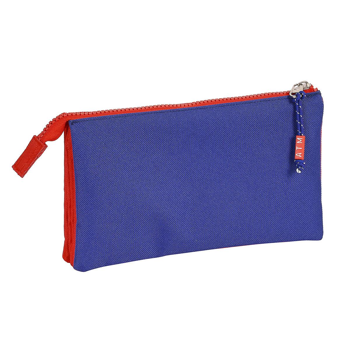 Trousse Fourre-Tout Triple Atlético Madrid Rouge Blue marine (22 x 12 x 3 cm)