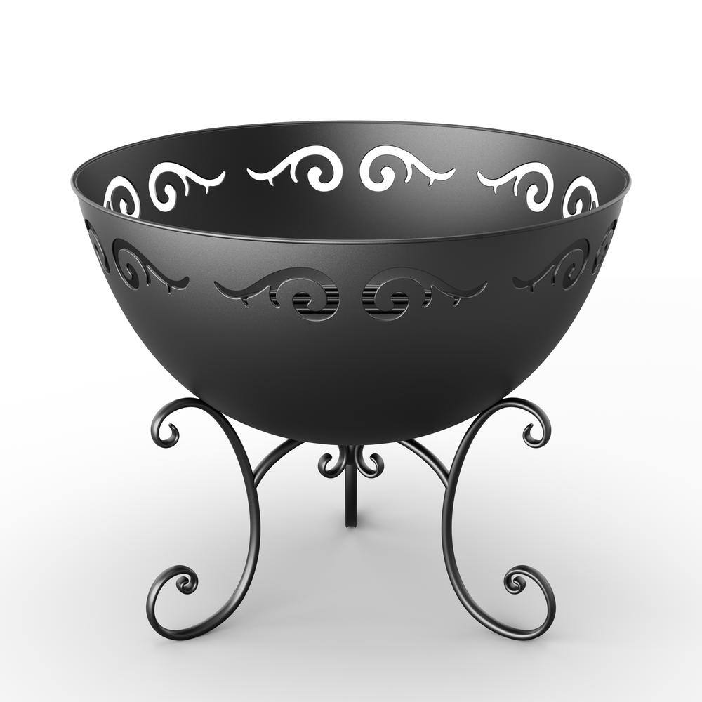 23 in. Dia SEDONA Outdoor Wood Burning Fire Bowl in Black with Cover PF03BOWL3