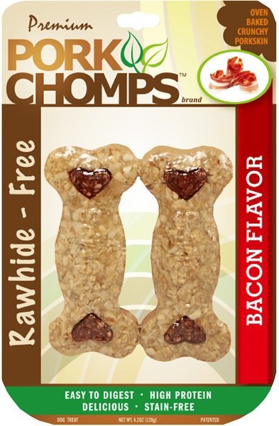 Premium Pork Chomps Bacon Flavor Crunchy Bone Dog Treats