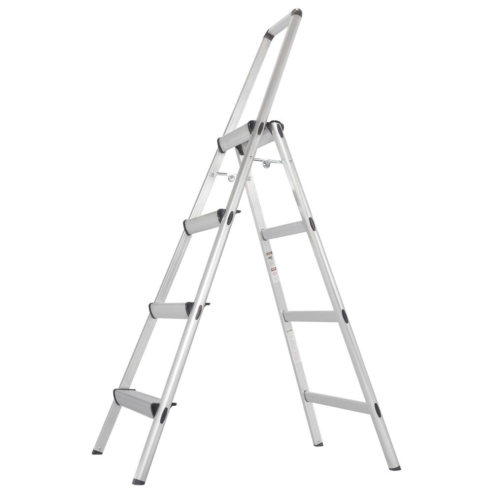 4-Step 225-lb Load Capacity Silver Aluminum Step Stool