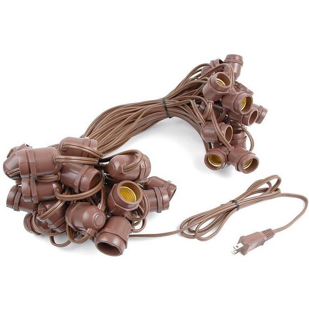 Novelty Lights Edison Outdoor String Lights With 50 In line Sockets Brown Wire 100 Feet