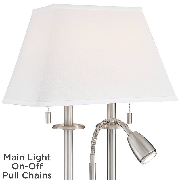 High Brushed Nickel With Usb And Ac Power Outlet In Base Led Reading Light White Shade For Home Desk