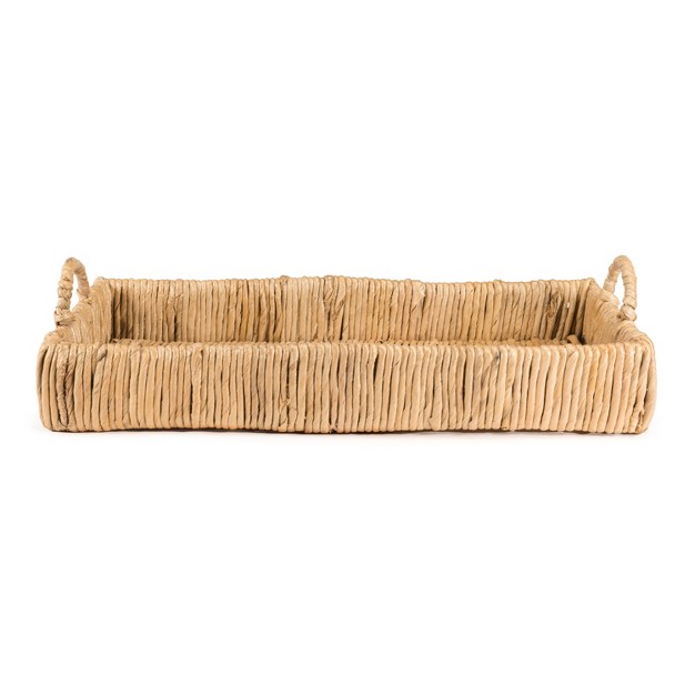 Traditional Southwestern Hand woven Abaca Tray With Handles Natural